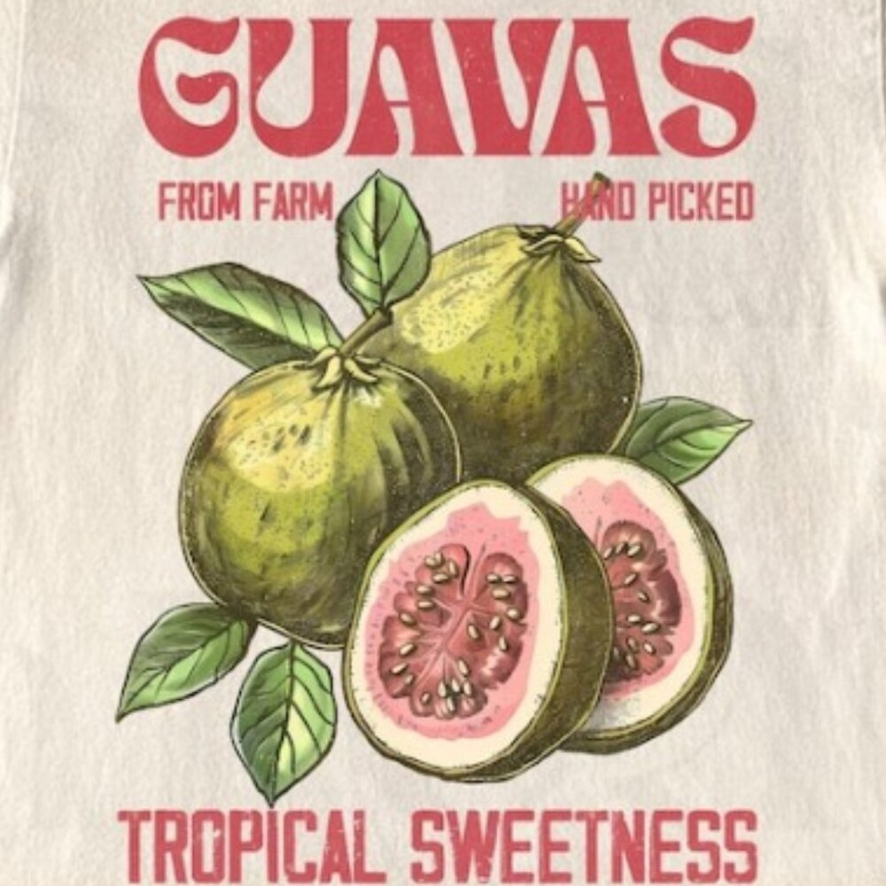 Vintages Guavas Label T-Shirt, Exotic Fruit Lover Tee - Picture 2 of 3